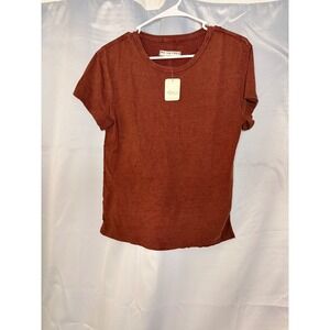 We The Free Tunic Tee Shirt Rust Red Burnout Washed Cotton Blend Women's M